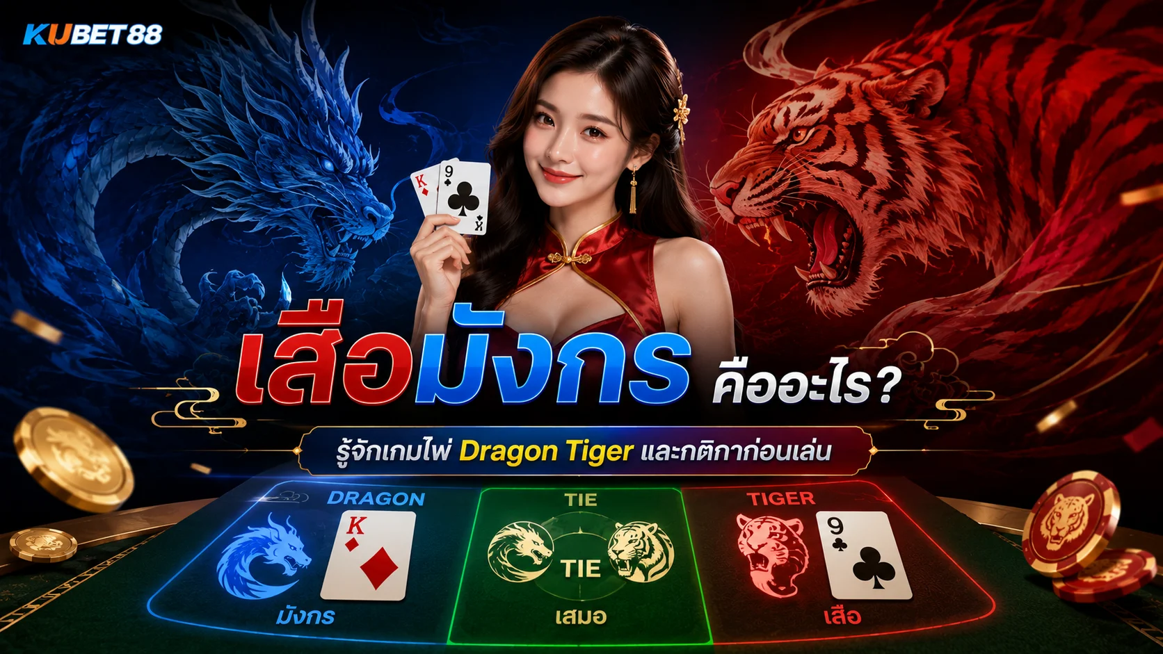 เสือมังกร คืออะไร รู้จักเกมไพ่ Dragon Tiger และกติกาก่อนเล่น