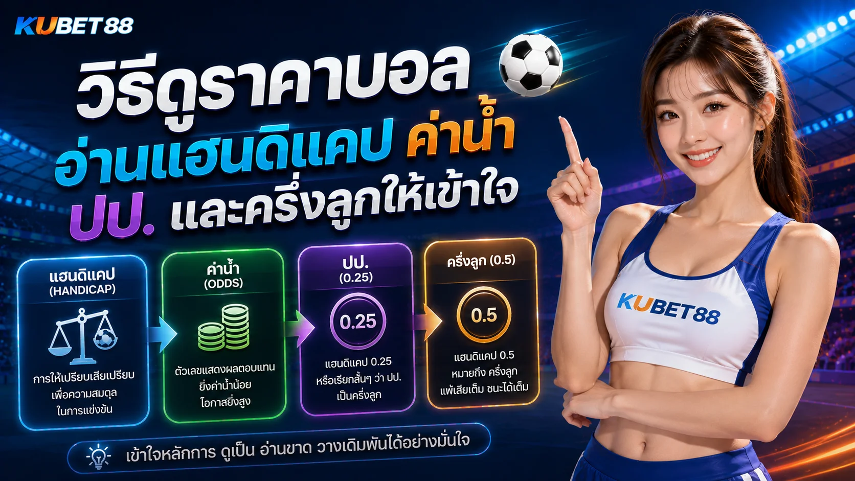 วิธีดูราคาบอล อ่านแฮนดิแคป ค่าน้ำ ปป. และครึ่งลูกให้เข้าใจ